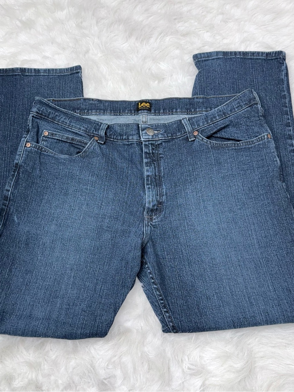 Lee Mid Wash Straight Leg Jeans - Blue